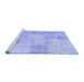 Sideview of Machine Washable Patchwork Blue Transitional Rug, wshcon1982blu