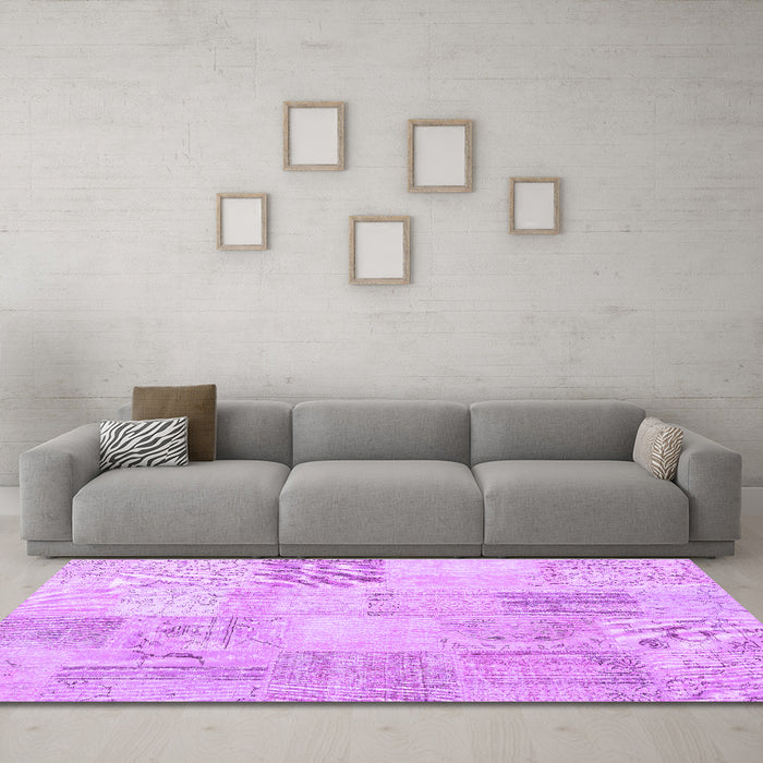 Machine Washable Patchwork Purple Transitional Area Rugs in a Living Room, wshcon1982pur