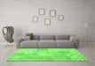 Machine Washable Patchwork Green Transitional Area Rugs in a Living Room,, wshcon1982grn