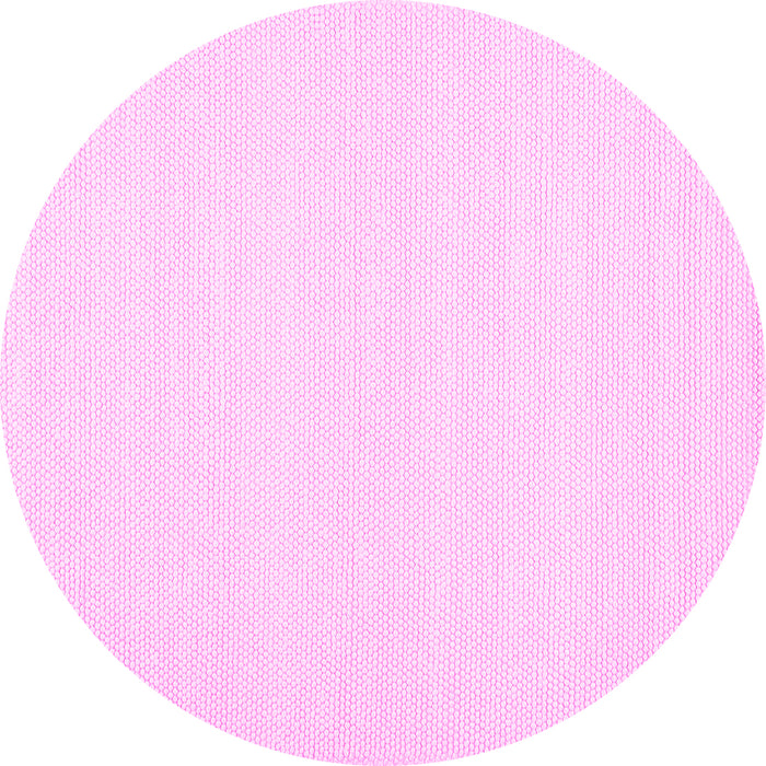 Round Machine Washable Solid Pink Modern Rug, wshcon1983pnk