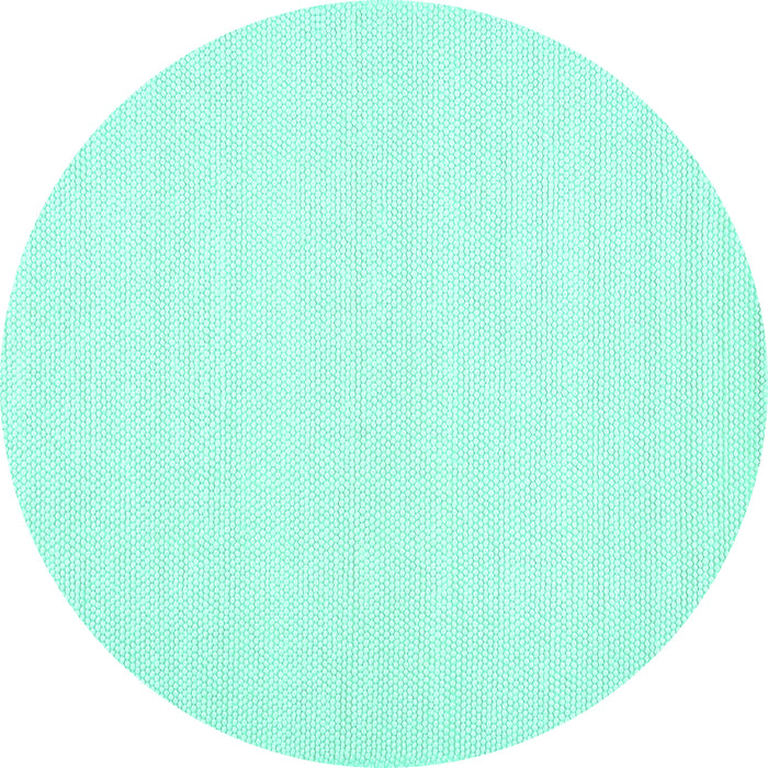 Round Machine Washable Solid Turquoise Modern Area Rugs, wshcon1983turq