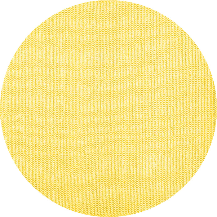 Round Machine Washable Solid Yellow Modern Rug, wshcon1983yw