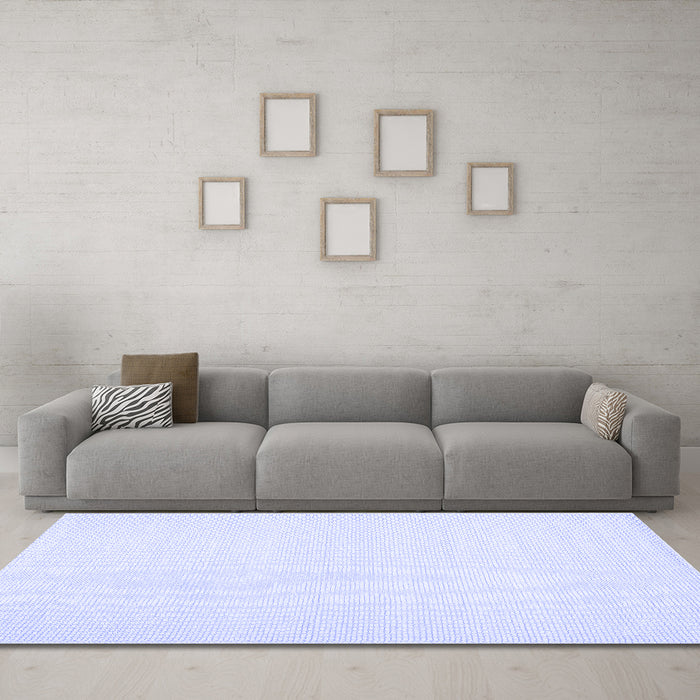 Machine Washable Solid Blue Modern Rug in a Living Room, wshcon1983blu