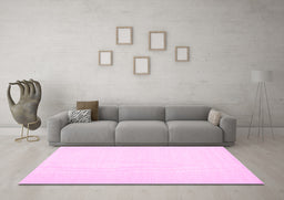 Machine Washable Solid Pink Modern Rug in a Living Room, wshcon1983pnk