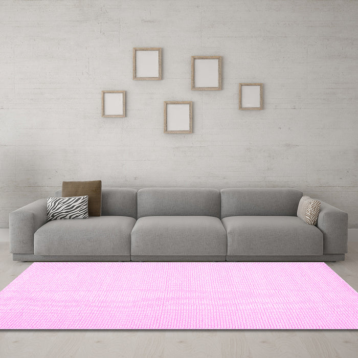 Machine Washable Solid Pink Modern Rug in a Living Room, wshcon1983pnk