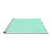 Sideview of Machine Washable Solid Turquoise Modern Area Rugs, wshcon1983turq