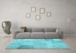 Machine Washable Patchwork Light Blue Transitional Rug in a Living Room, wshcon1984lblu