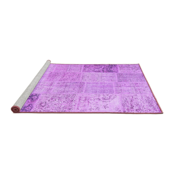 Sideview of Machine Washable Patchwork Purple Transitional Area Rugs, wshcon1984pur