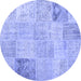 Round Patchwork Blue Transitional Rug, con1984blu