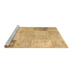 Sideview of Machine Washable Patchwork Brown Transitional Rug, wshcon1984brn