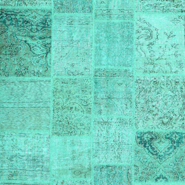 Machine Washable Patchwork Turquoise Transitional Area Rugs, wshcon1984turq