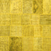 Square Machine Washable Patchwork Yellow Transitional Rug, wshcon1984yw