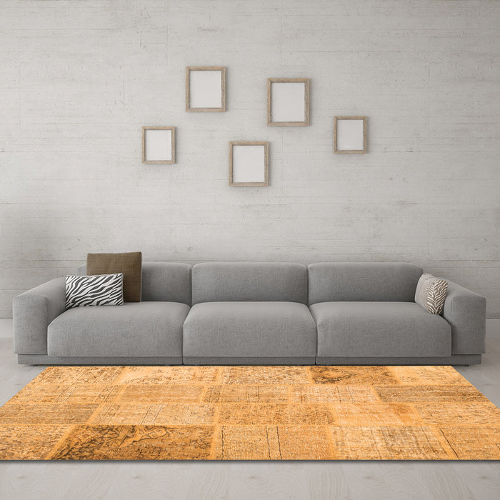 Machine Washable Patchwork Orange Transitional Area Rugs in a Living Room, wshcon1984org