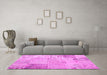 Machine Washable Patchwork Pink Transitional Rug in a Living Room, wshcon1984pnk