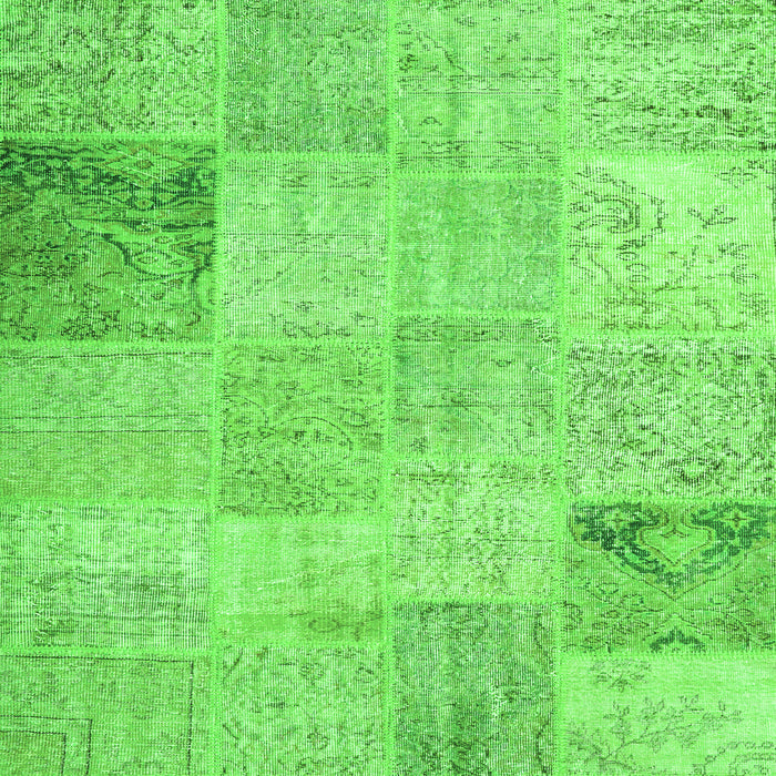 Round Machine Washable Patchwork Green Transitional Area Rugs, wshcon1984grn