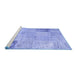 Sideview of Machine Washable Patchwork Blue Transitional Rug, wshcon1984blu