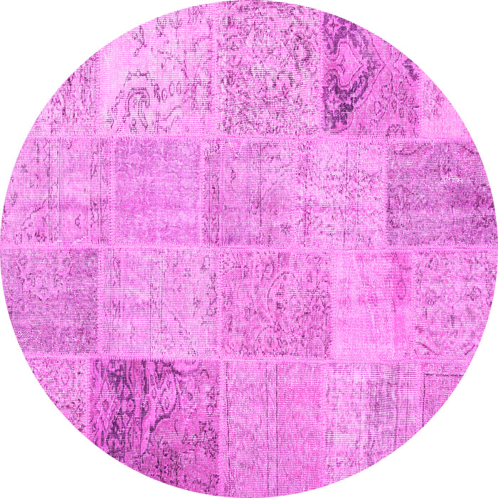 Round Patchwork Pink Transitional Rug, con1984pnk