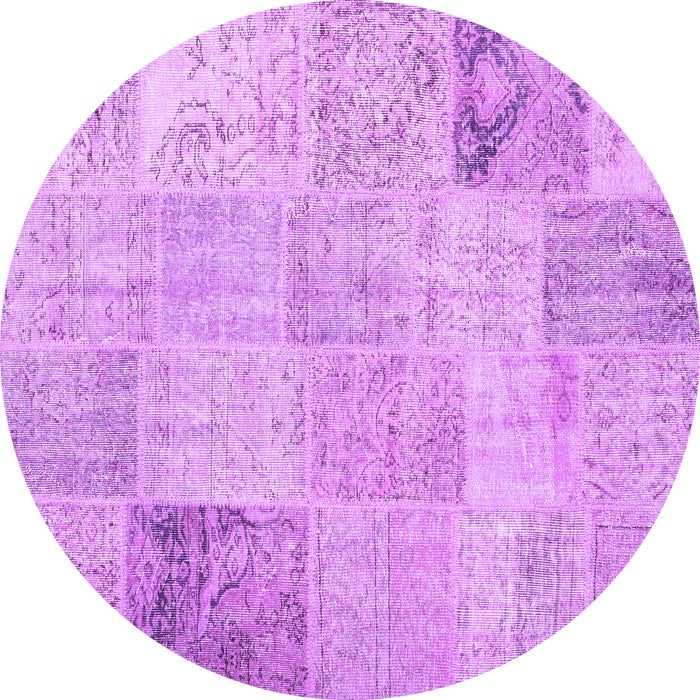 Round Patchwork Purple Transitional Rug, con1984pur