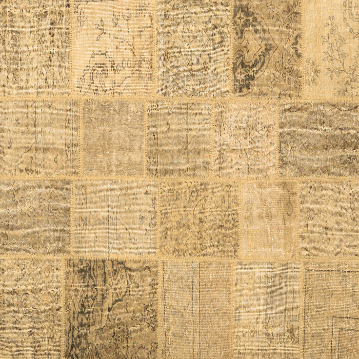 Square Machine Washable Patchwork Brown Transitional Rug, wshcon1984brn