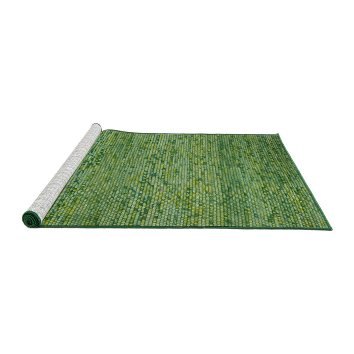 Serging Thickness of Machine Washable Contemporary Shamrock Green Rug, wshcon1985
