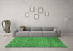 Machine Washable Abstract Emerald Green Contemporary Area Rugs in a Living Room,, wshcon1985emgrn