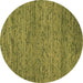 Round Abstract Brown Contemporary Rug, con1985brn