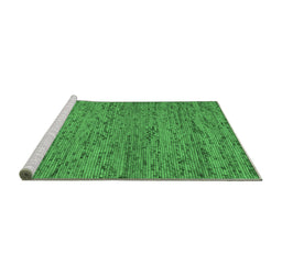 Sideview of Machine Washable Abstract Emerald Green Contemporary Area Rugs, wshcon1985emgrn