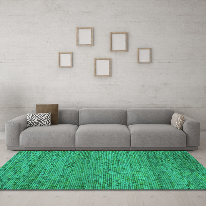 Machine Washable Abstract Turquoise Contemporary Area Rugs in a Living Room,, wshcon1985turq