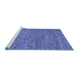 Sideview of Machine Washable Abstract Blue Contemporary Rug, wshcon1985blu