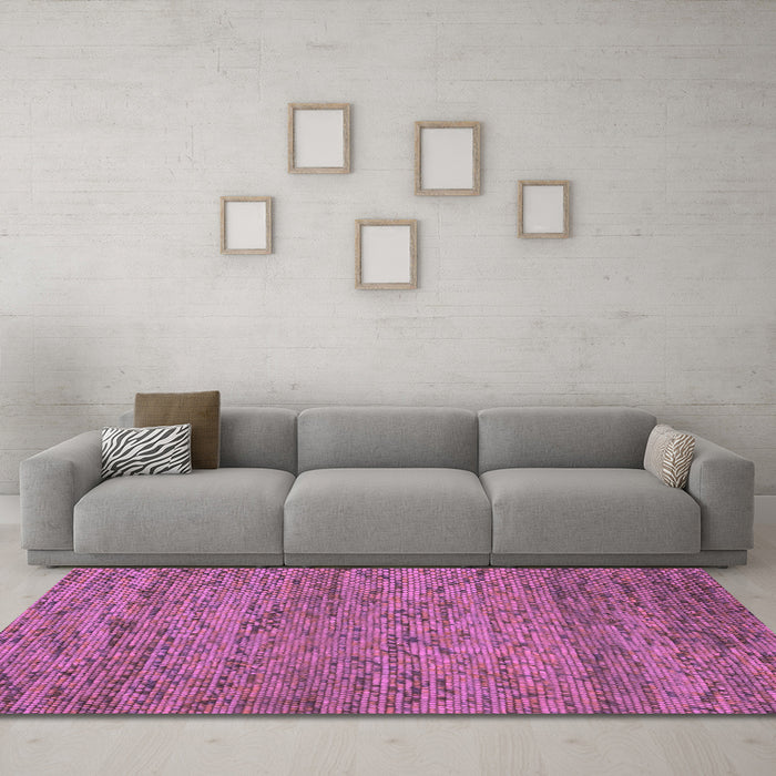 Machine Washable Abstract Pink Contemporary Rug in a Living Room, wshcon1985pnk