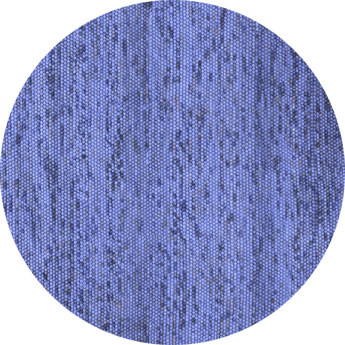 Round Abstract Blue Contemporary Rug, con1985blu