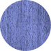 Round Abstract Blue Contemporary Rug, con1985blu