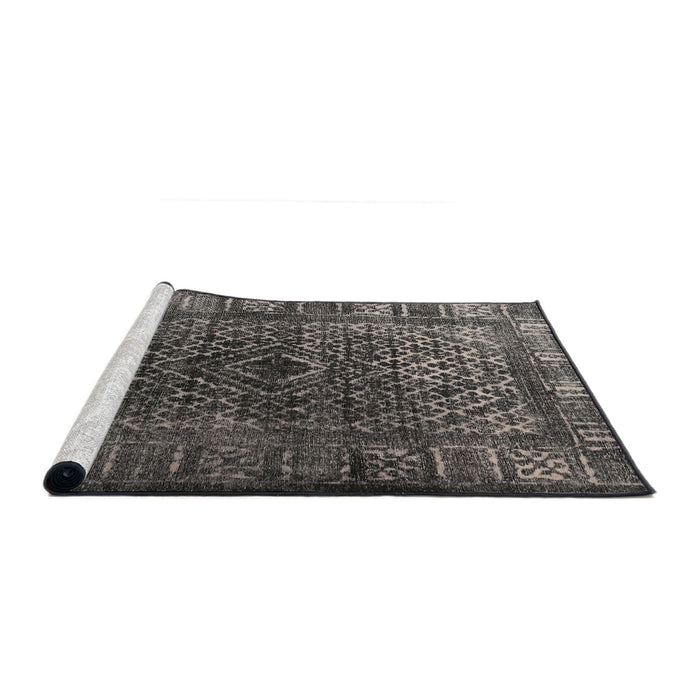 Serging Thickness of Machine Washable Contemporary Grey Gray Rug, wshcon1986