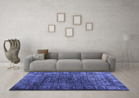 Machine Washable Abstract Blue Contemporary Rug, wshcon1986blu