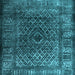 Square Machine Washable Abstract Light Blue Contemporary Rug, wshcon1986lblu