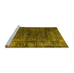 Sideview of Machine Washable Abstract Yellow Contemporary Rug, wshcon1986yw