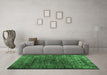 Machine Washable Abstract Emerald Green Contemporary Area Rugs in a Living Room,, wshcon1986emgrn