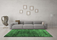 Machine Washable Abstract Emerald Green Contemporary Rug, wshcon1986emgrn