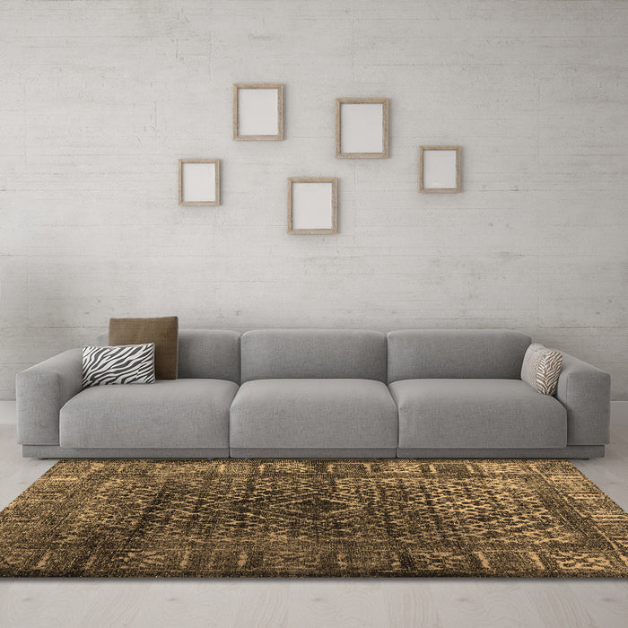 Machine Washable Abstract Brown Contemporary Rug in a Living Room,, wshcon1986brn