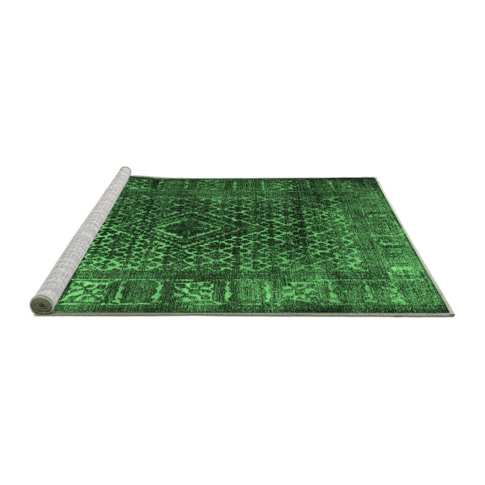 Sideview of Machine Washable Abstract Emerald Green Contemporary Area Rugs, wshcon1986emgrn