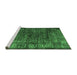 Sideview of Machine Washable Abstract Emerald Green Contemporary Area Rugs, wshcon1986emgrn