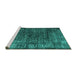 Sideview of Machine Washable Abstract Turquoise Contemporary Area Rugs, wshcon1986turq