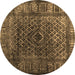 Round Abstract Brown Contemporary Rug, con1986brn