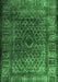 Machine Washable Abstract Emerald Green Contemporary Area Rugs, wshcon1986emgrn