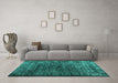 Machine Washable Abstract Turquoise Contemporary Area Rugs in a Living Room,, wshcon1986turq