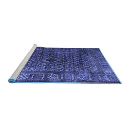 Sideview of Machine Washable Abstract Blue Contemporary Rug, wshcon1986blu