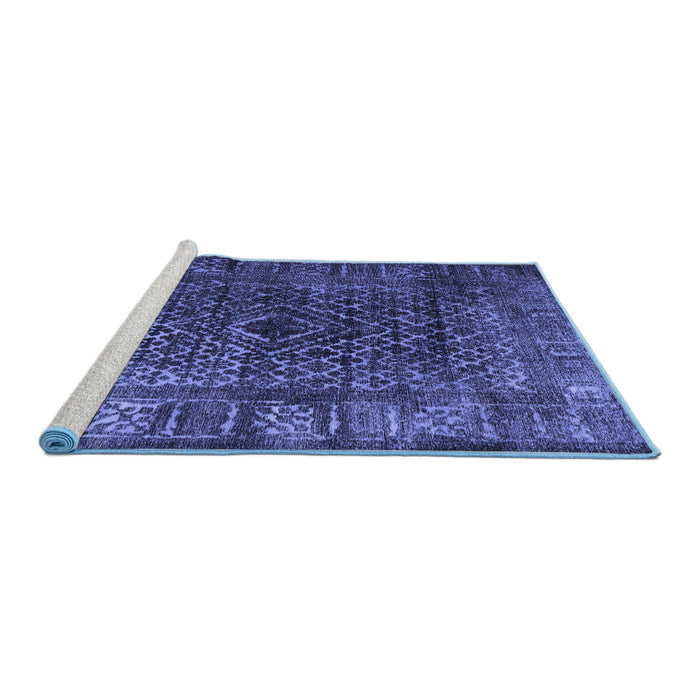 Sideview of Machine Washable Abstract Blue Contemporary Rug, wshcon1986blu