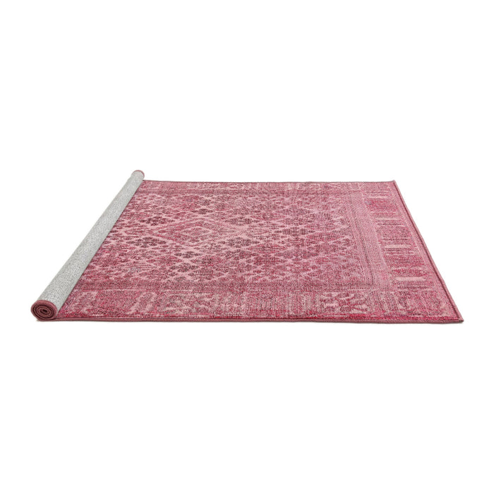Serging Thickness of Machine Washable Contemporary Red Rug, wshcon1987