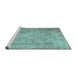 Sideview of Machine Washable Persian Turquoise Bohemian Area Rugs, wshcon1987turq