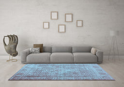 Machine Washable Persian Light Blue Bohemian Rug in a Living Room, wshcon1987lblu